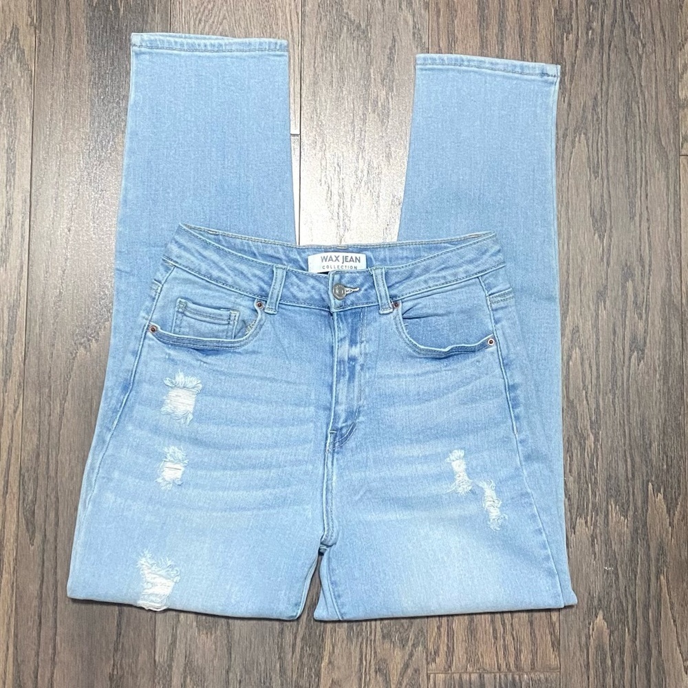 Wax Jean Light Blue Ripped Boyfriend Jeans - Picture 4 of 12